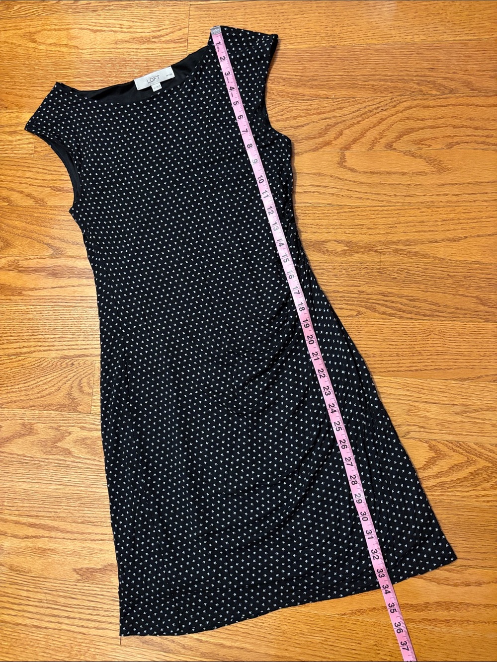 Ann Taylor Loft Small Petite Sleeveless Mini Dress Black White Geometric Stretch - Picture 14 of 14